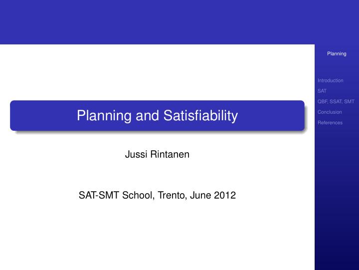 planning and satisfiability