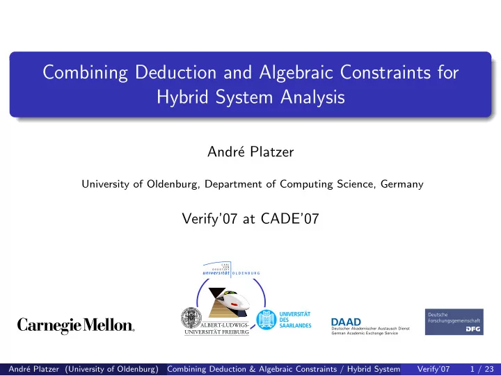 combining deduction and algebraic constraints for hybrid
