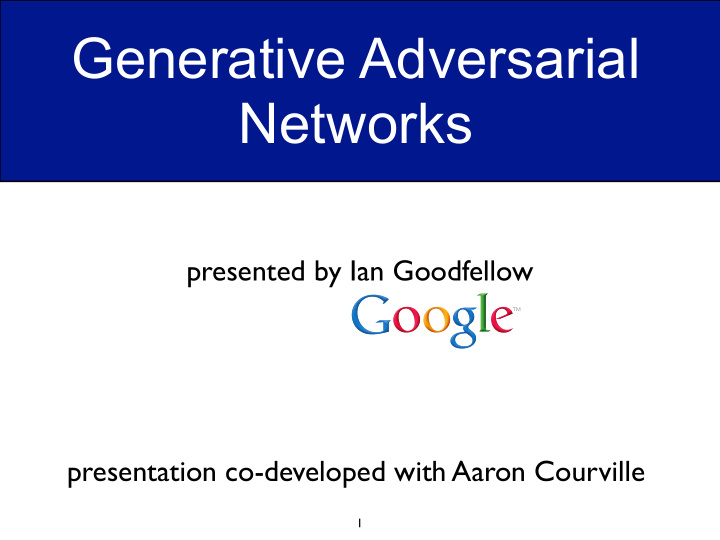 generative adversarial networks