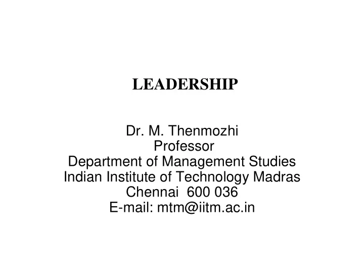 leadership