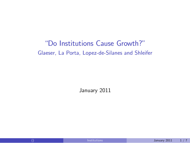 do institutions cause growth