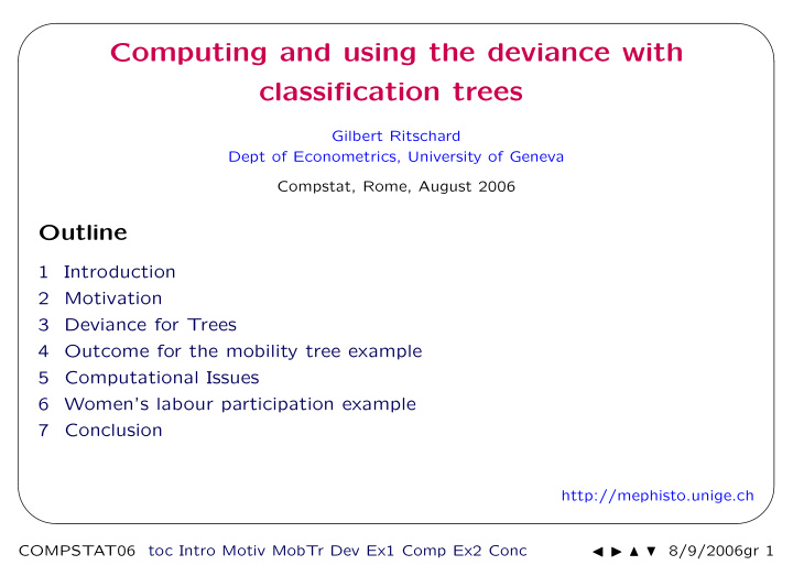 computing and using the deviance with classification trees