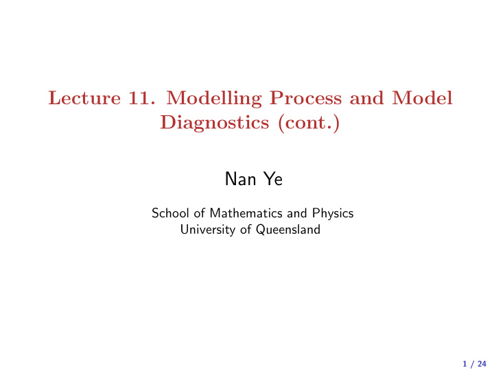 lecture 11 modelling process and model diagnostics cont