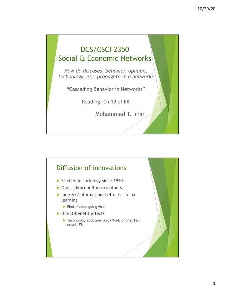 dcs csci 2350 social economic networks
