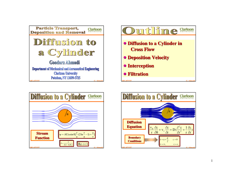 diffusion to a cylinder in diffusion to a cylinder in
