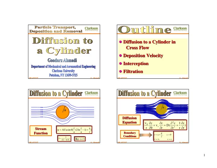 diffusion to a cylinder in diffusion to a cylinder in