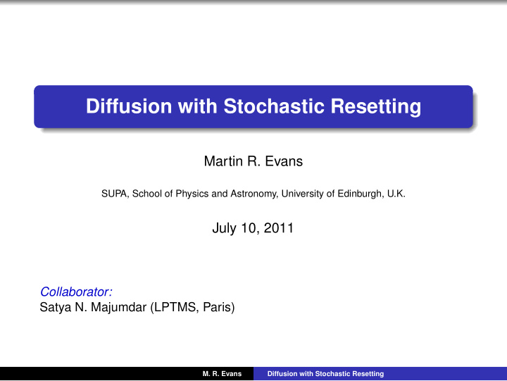 diffusion with stochastic resetting