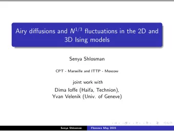 Airy diffusions and N 1 / 3 fluctuations in the 2D and  3D Ising models  Senya Shlosman  CPT -
