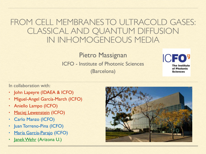 from cell membranes to ultracold gases classical and