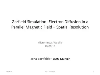 Parallel Magnetic Field  Spatial Resolution Micromegas Weekly 10.09.13 Jona Bortfeldt  LMU