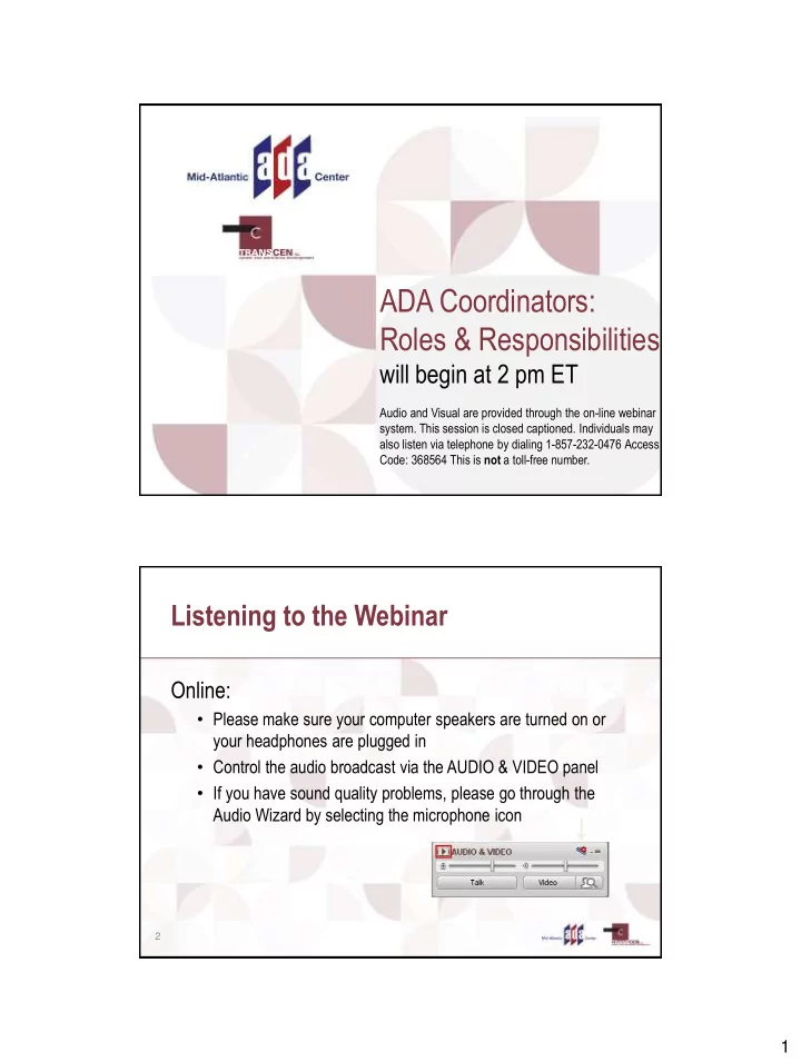 ada coordinators roles responsibilities