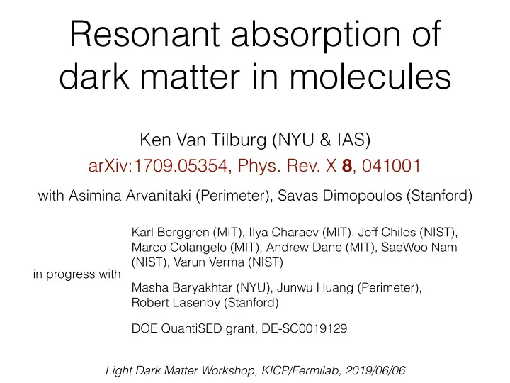 resonant absorption of dark matter in molecules