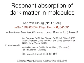 Resonant absorption of  dark matter in molecules  Ken Van Tilburg (NYU &amp; IAS) arXiv:1709.05354,