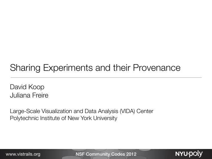 sharing experiments and their provenance