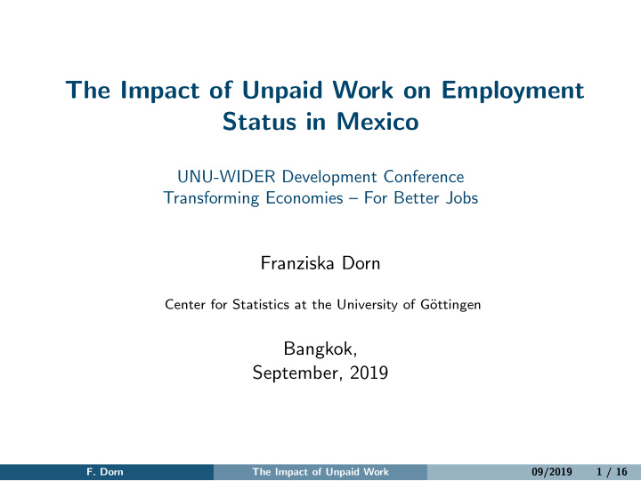 the impact of unpaid work on employment status in mexico