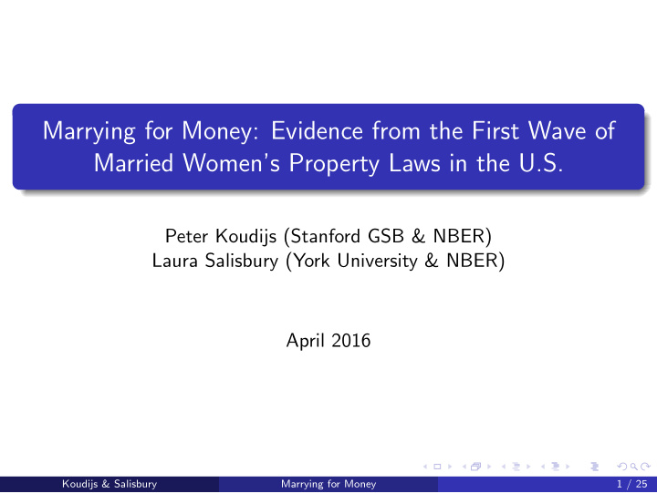 marrying for money evidence from the first wave of