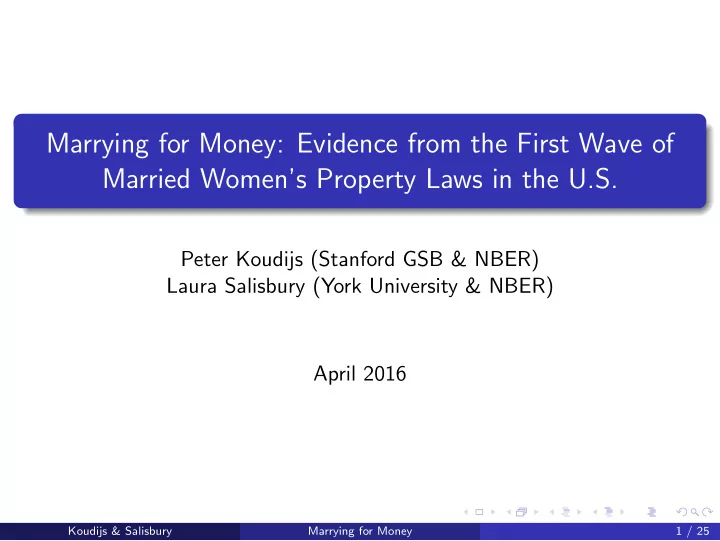marrying for money evidence from the first wave of