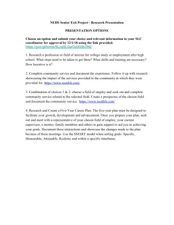 COMPONENTS TO INCLUDE Introduction  -  inform your audience of type of project you selected and