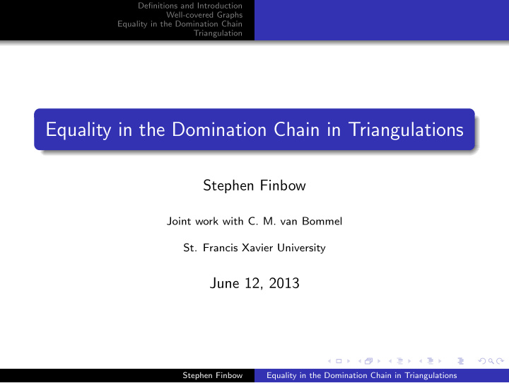 equality in the domination chain in triangulations