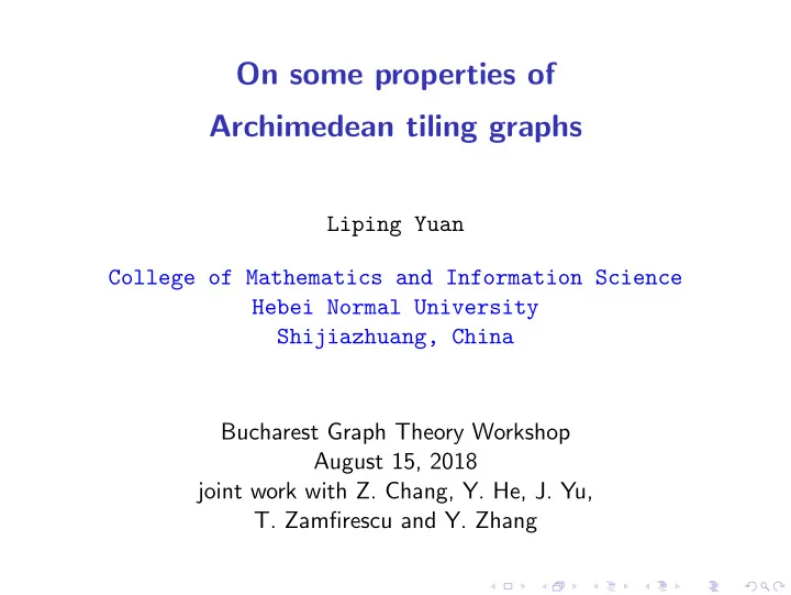 on some properties of archimedean tiling graphs