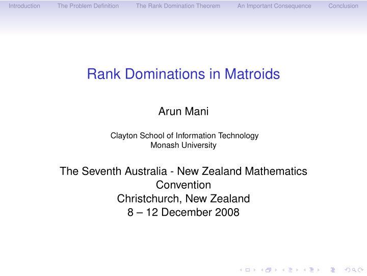 rank dominations in matroids
