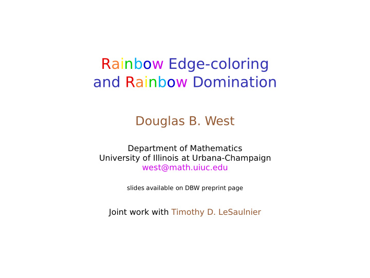 rainbow edge coloring and rainbow domination