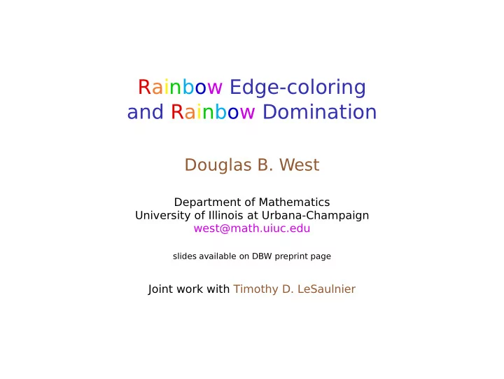 rainbow edge coloring and rainbow domination