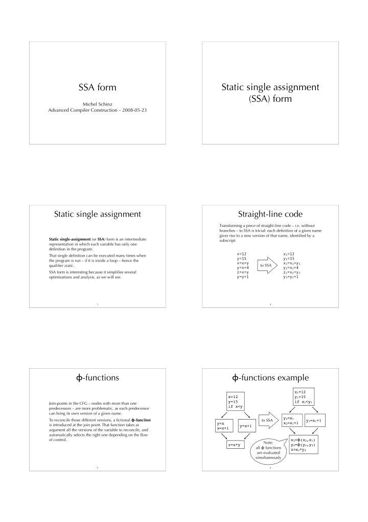 ssa form static single assignment ssa form