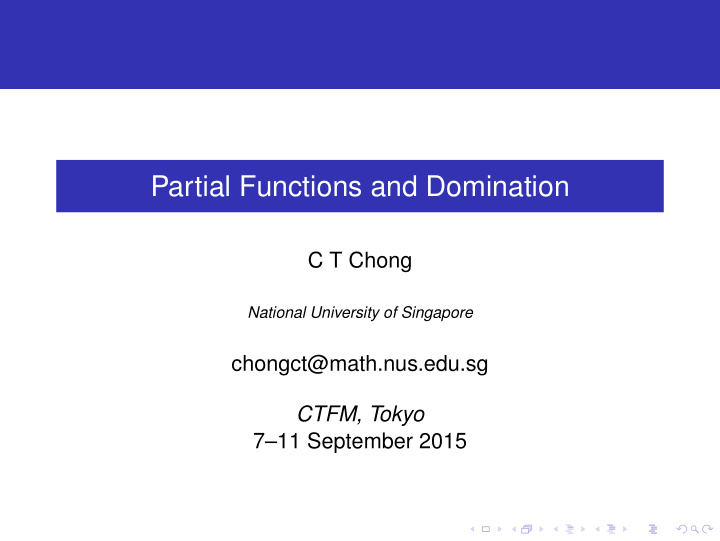 partial functions and domination