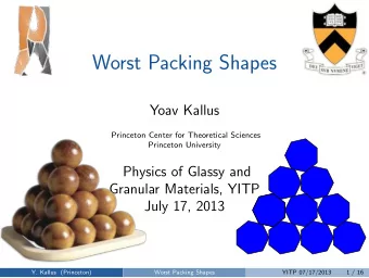Worst Packing Shapes  Yoav Kallus  Princeton Center for Theoretical Sciences  Princeton University