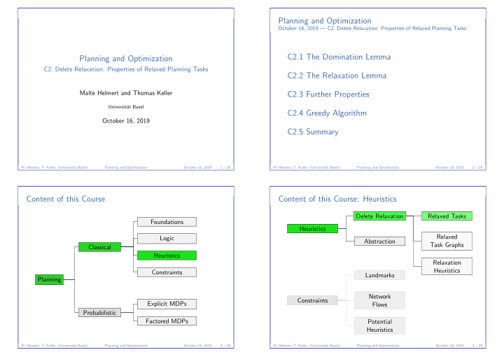 planning and optimization