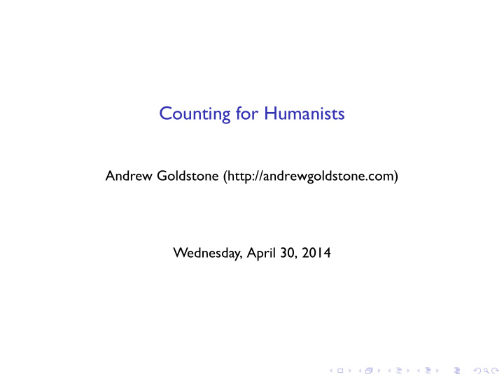 counting for humanists