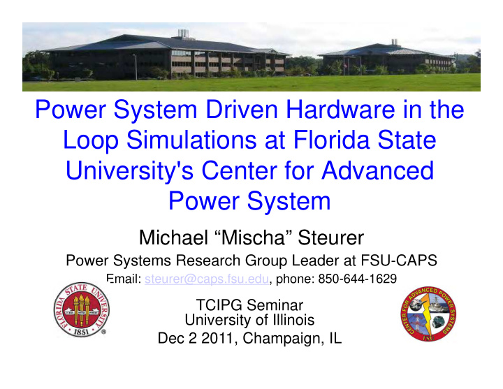 power system driven hardware in the y loop simulations at