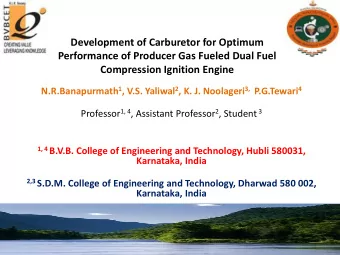 Development of Carburetor for Optimum  Performance of Producer Gas Fueled Dual Fuel Compression