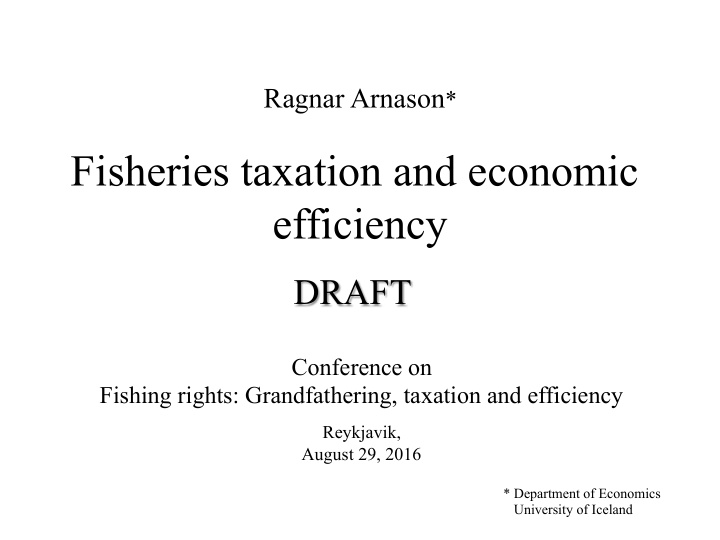 fisheries taxation and economic efficiency