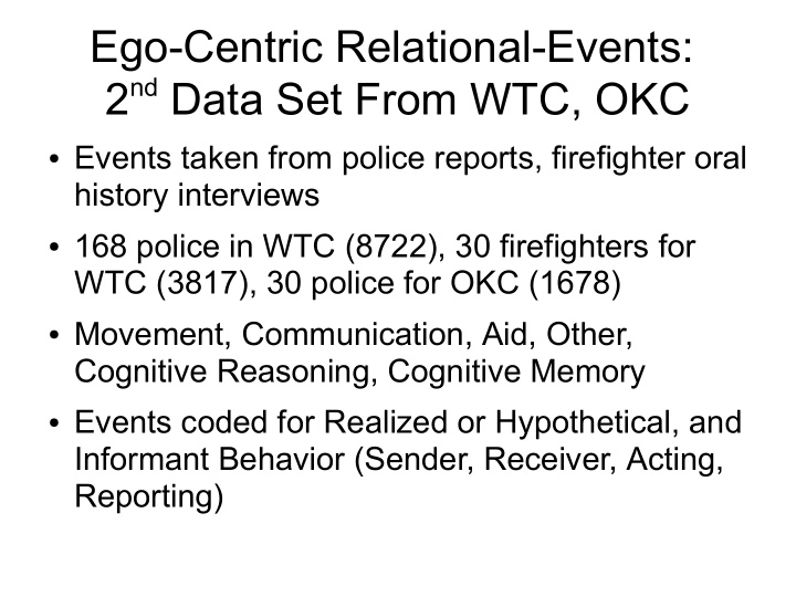 ego centric relational events 2 nd data set from wtc okc