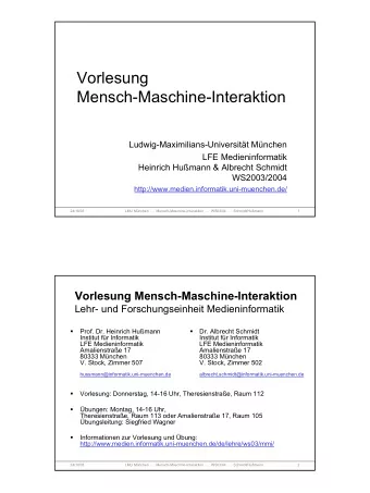 Vorlesung  Mensch-Maschine-Interaktion  Ludwig-Maximilians-Universitt Mnchen  LFE