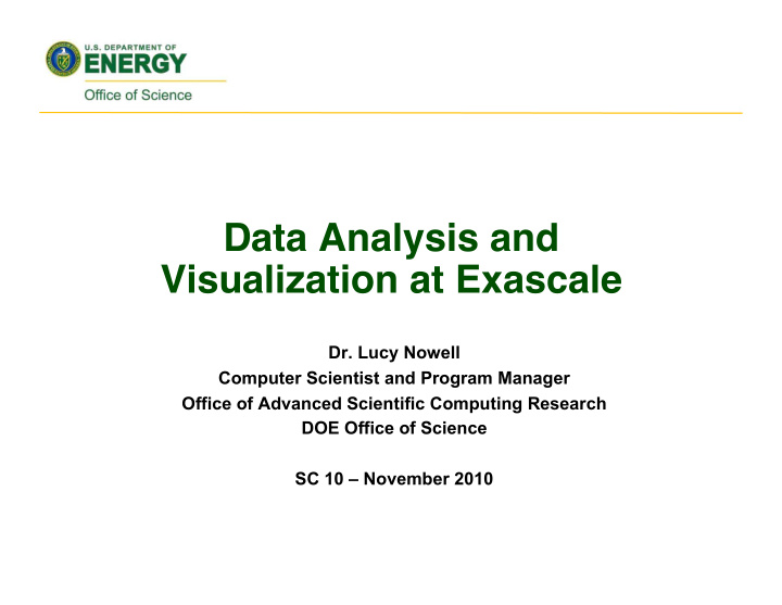 data analysis and visualization at exascale