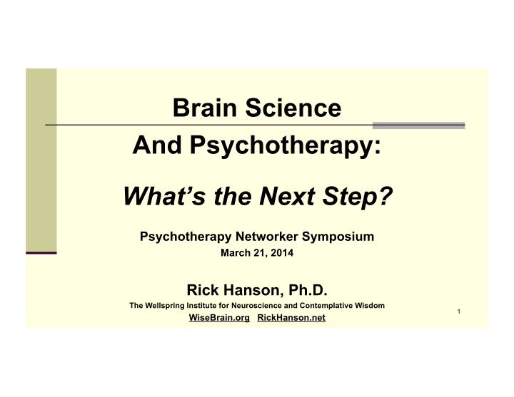 brain science and psychotherapy