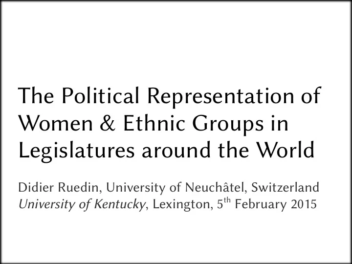 the political representation of women ethnic groups in