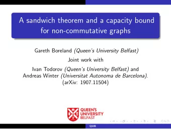 A sandwich theorem and a capacity bound  for non-commutative graphs Gareth Boreland (Queens
