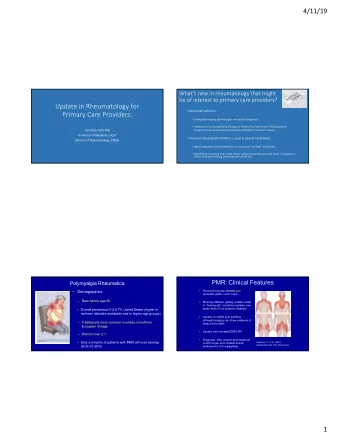 Update in Rheumatology for  Giant Cell Arteritis:  Primary Care Providers:  Emerging imaging