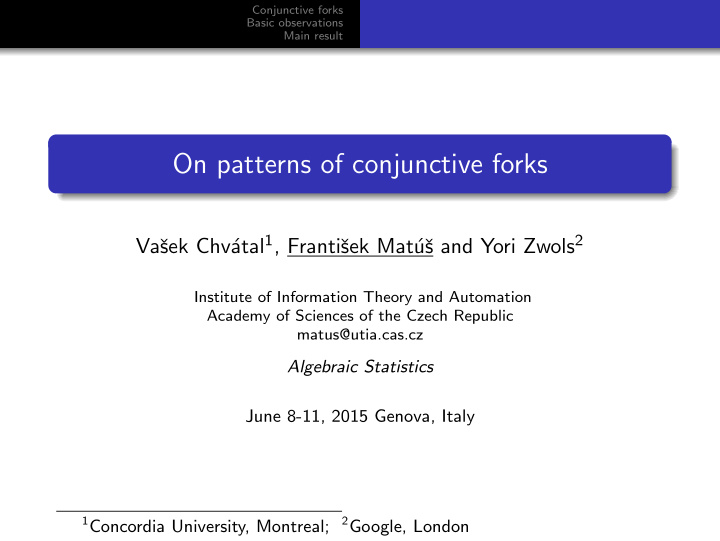 on patterns of conjunctive forks