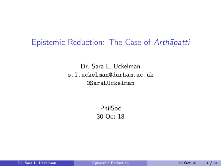epistemic reduction the case of arth apatti