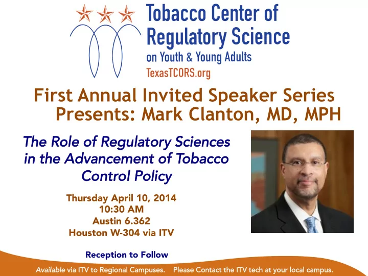 first annual invited speaker series presents mark clanton