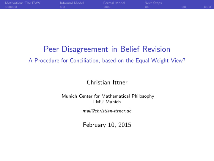 peer disagreement in belief revision