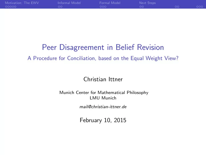 peer disagreement in belief revision