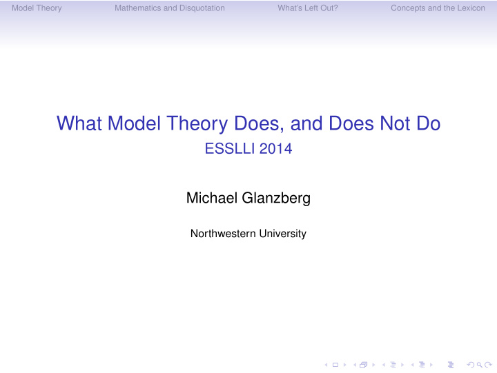 what model theory does and does not do