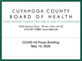 COVID-19 Press Briefing  May 15, 2020  CCBH Jurisdiction Cases  Overview  Lab-confirmed cases