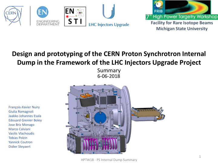 dump in the framework of the lhc injectors upgrade project